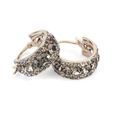 Gold Plated Crystal Hoop Earrings for Women – 1.02 Inch Lightweight C-Shaped Zirconia Earrings, 925 Sterling Silver Pin, Elegant Jewelry for Daily Wear or Special Occasions (Black)